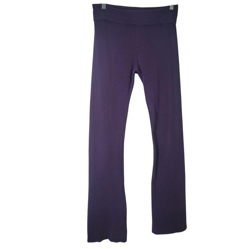 T Party Purple Foldover Waist Flare Yoga Pants Athletic Leggings Womens S/M Y2K